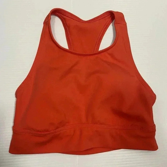Aerie Womens Chill Play Move Sports Bra M Orange High Neck Open Back Breathable - Picture 1 of 9